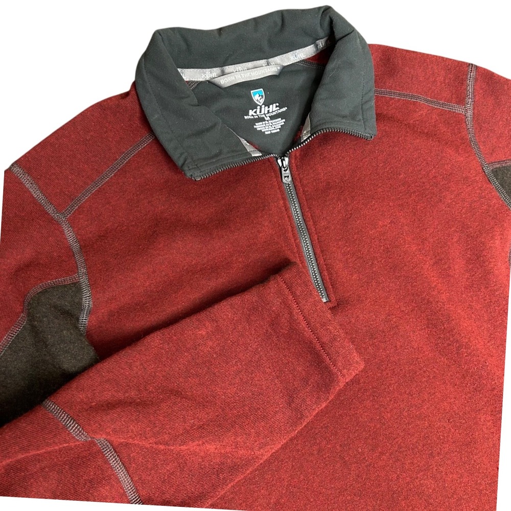 Kuhl Sweater Mens Med Red Revel 1/4 Zip Kashmira Pullover Fleece Hiking